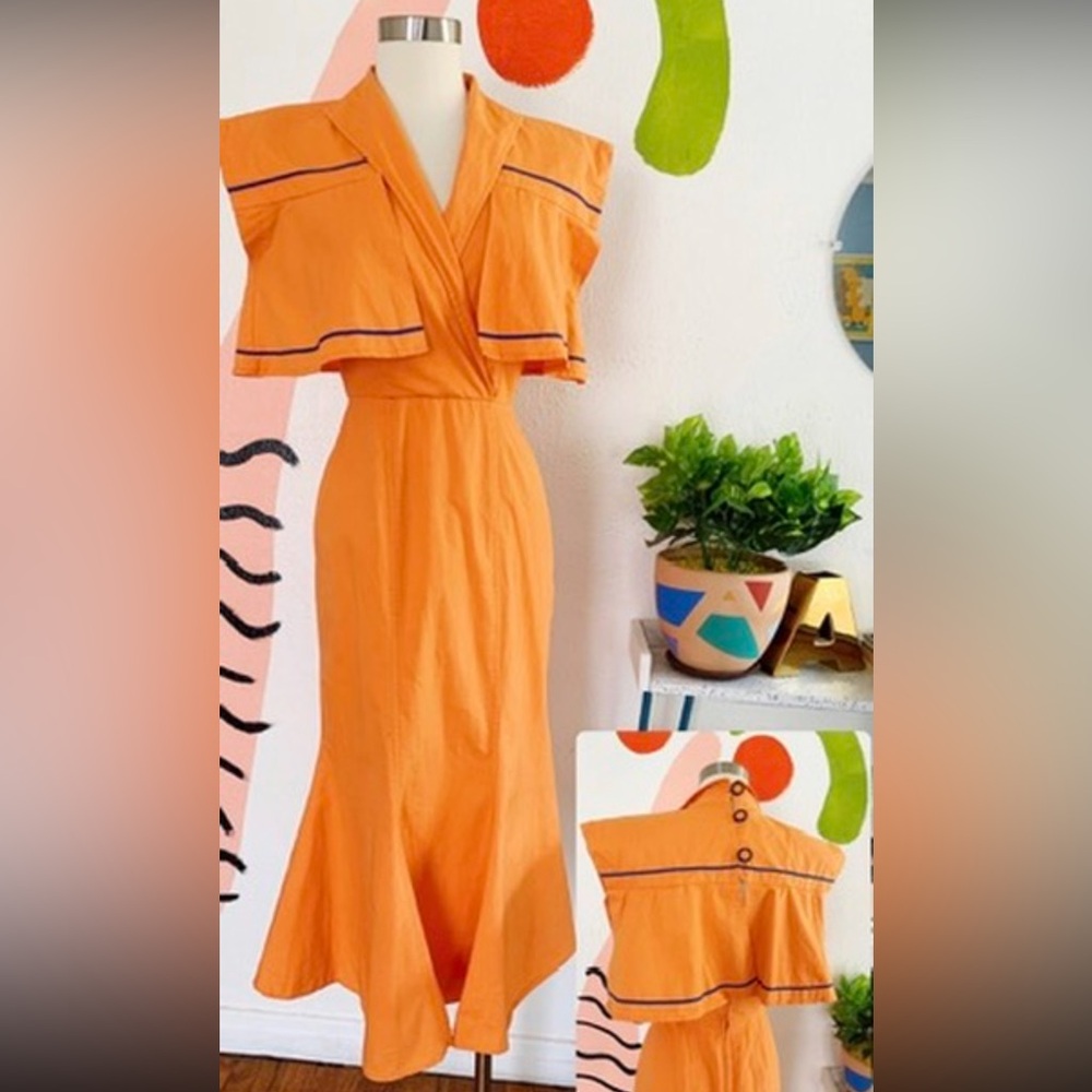 🍊Stunning orange vintage creamsicle dress! Iconic Dita Pin Up Mad Men Dream! 🔥
